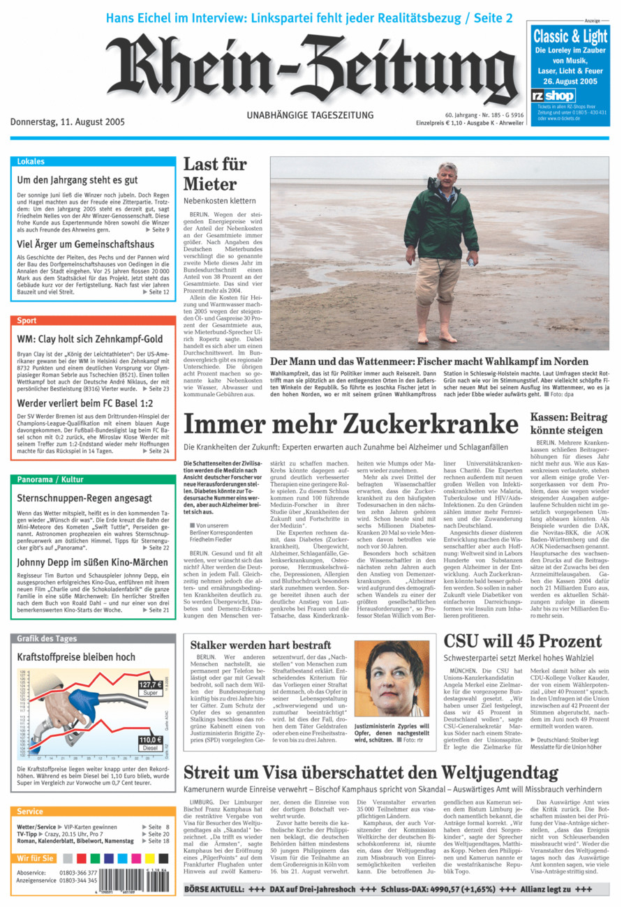 Rhein-Zeitung Kreis Ahrweiler vom Donnerstag, 11.08.2005