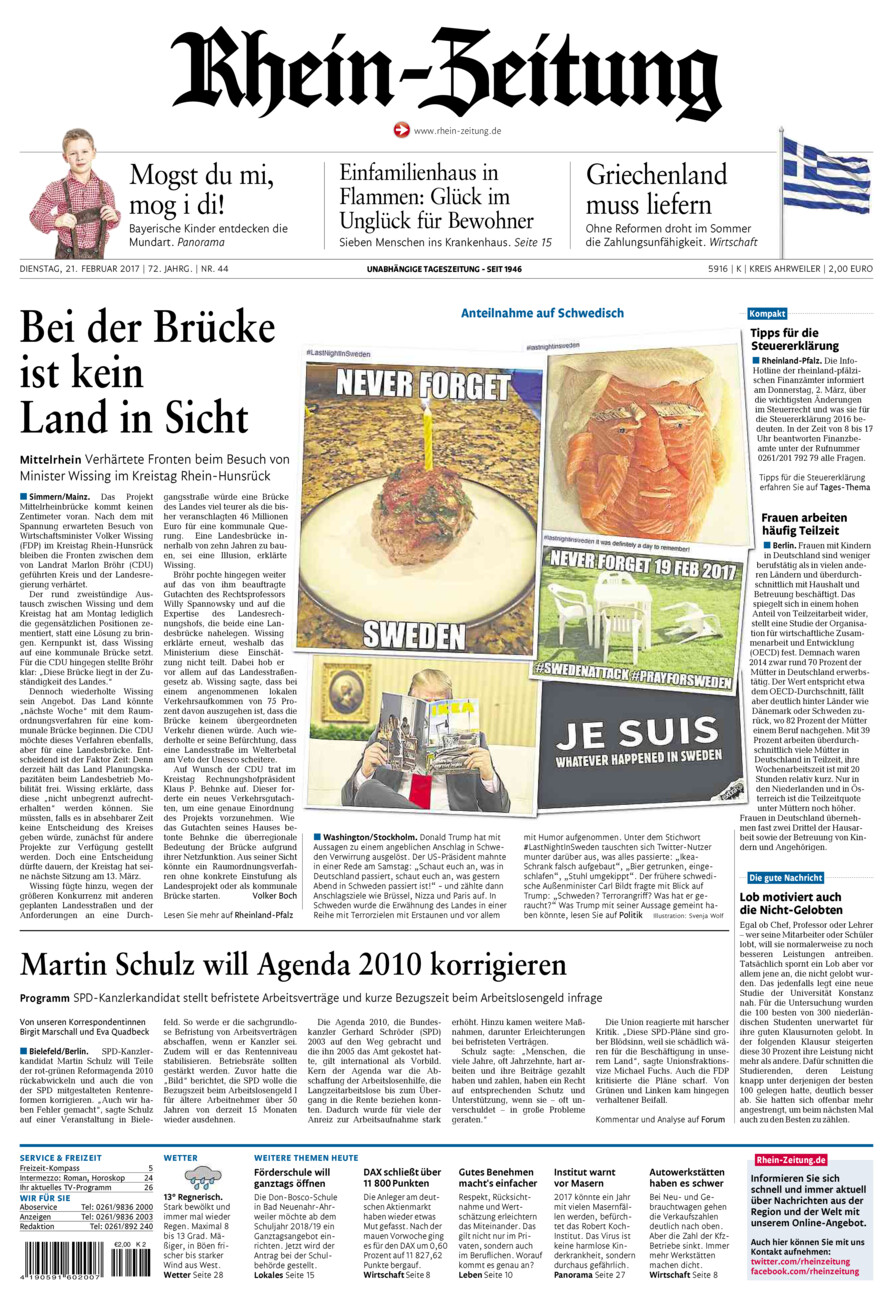 Rhein-Zeitung Kreis Ahrweiler vom Dienstag, 21.02.2017