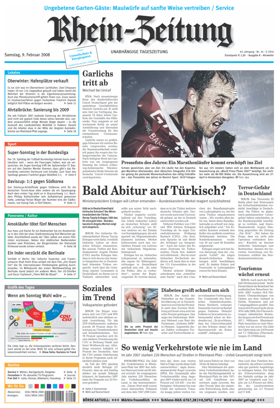 Rhein-Zeitung Kreis Ahrweiler vom Samstag, 09.02.2008