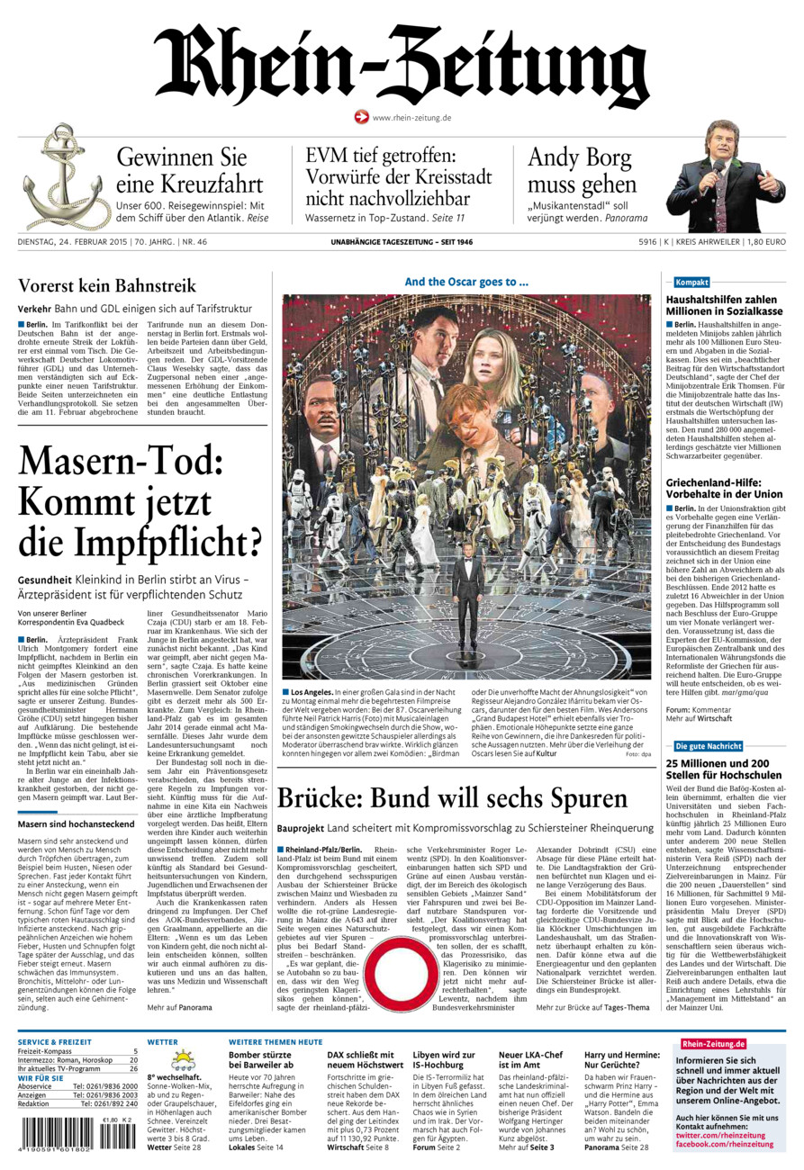 Rhein-Zeitung Kreis Ahrweiler vom Dienstag, 24.02.2015