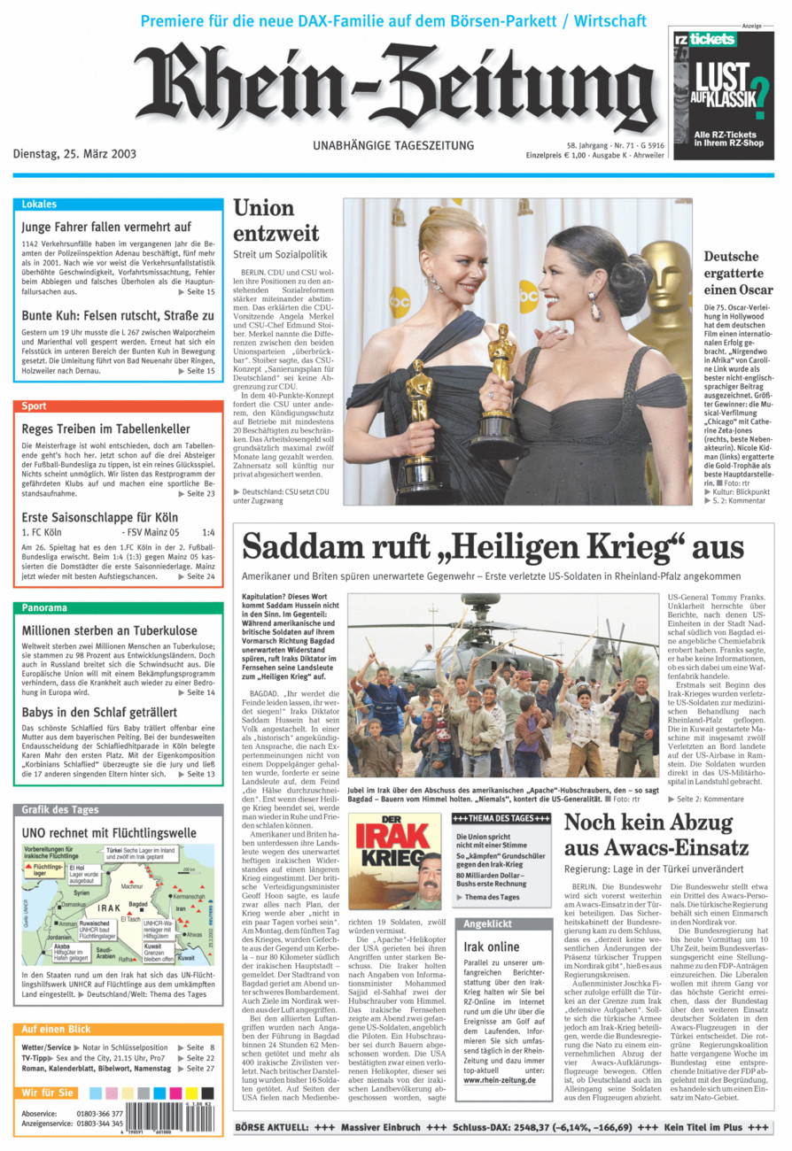 Rhein-Zeitung Kreis Ahrweiler vom Dienstag, 25.03.2003
