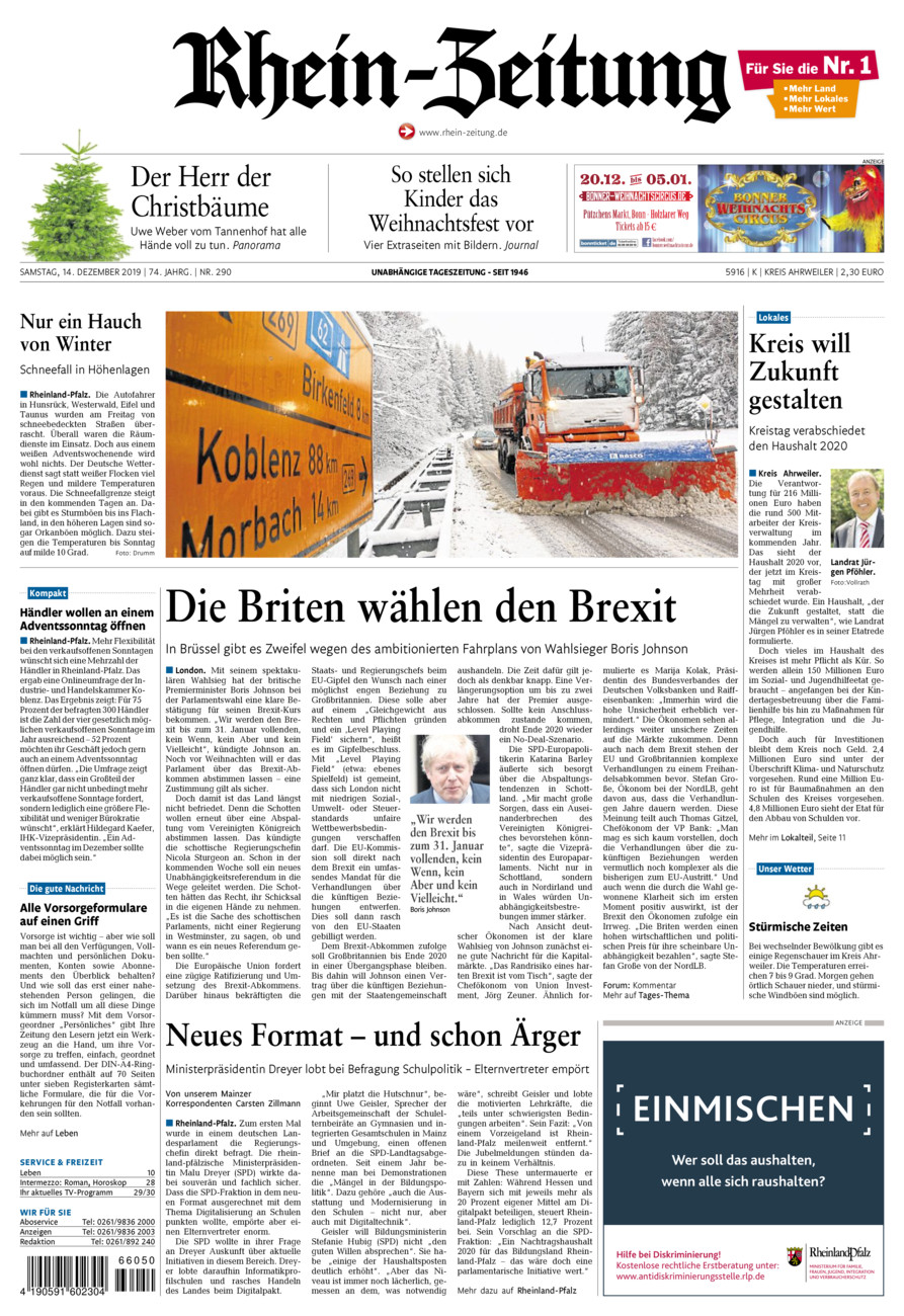 Rhein-Zeitung Kreis Ahrweiler vom Samstag, 14.12.2019