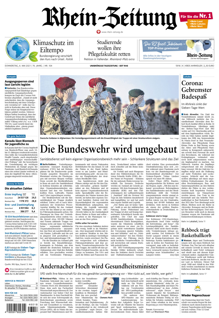 Rhein-Zeitung Kreis Ahrweiler vom Donnerstag, 06.05.2021