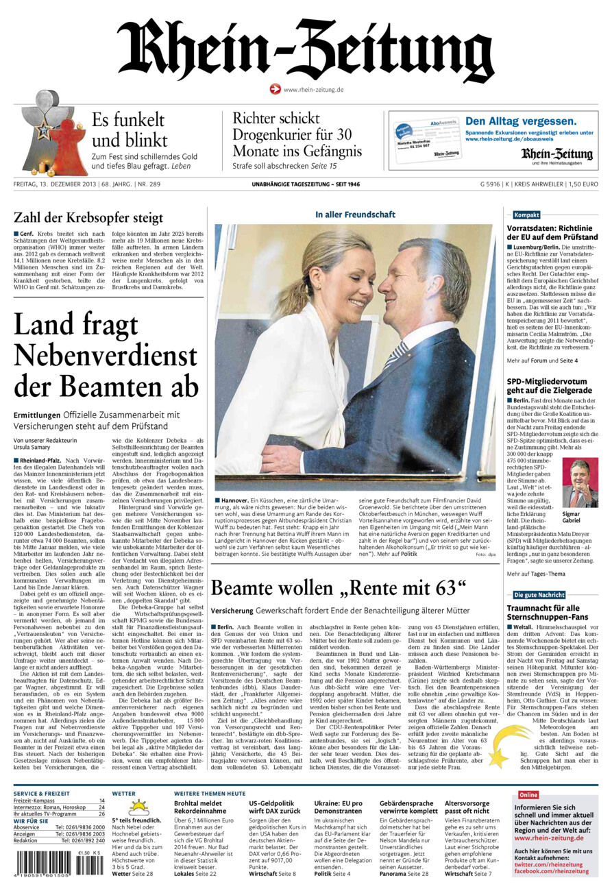 Rhein-Zeitung Kreis Ahrweiler vom Freitag, 13.12.2013