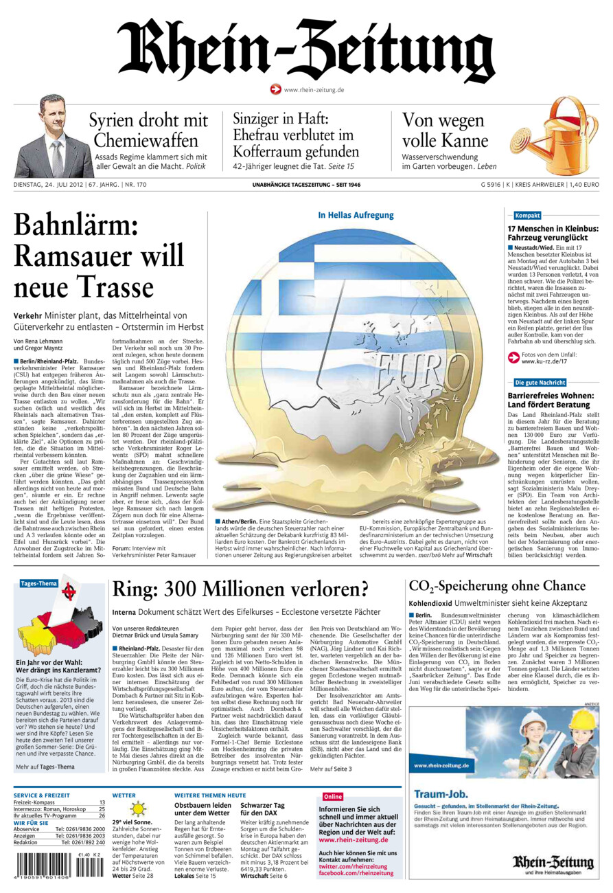 Rhein-Zeitung Kreis Ahrweiler vom Dienstag, 24.07.2012