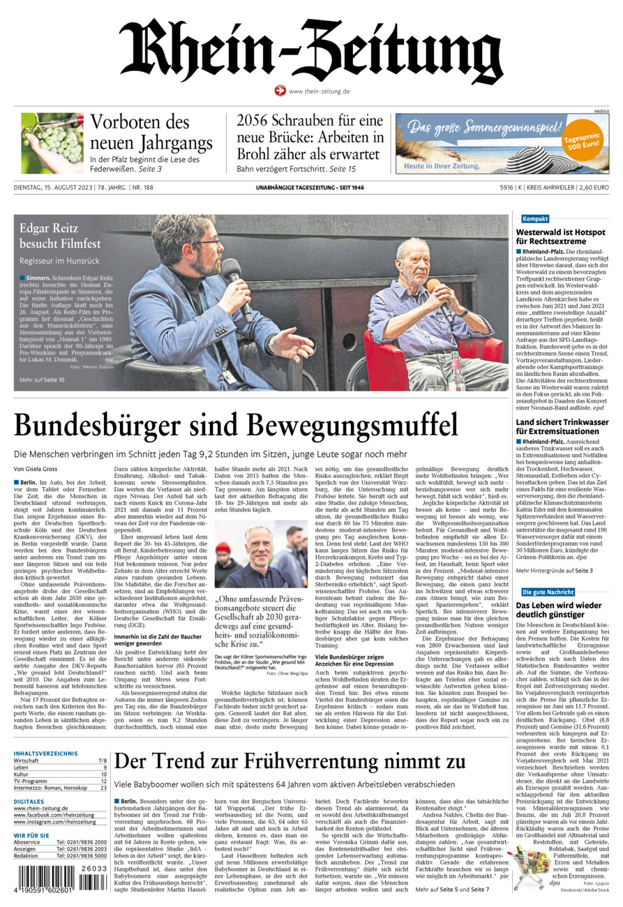Rhein-Zeitung Kreis Ahrweiler vom Dienstag, 15.08.2023