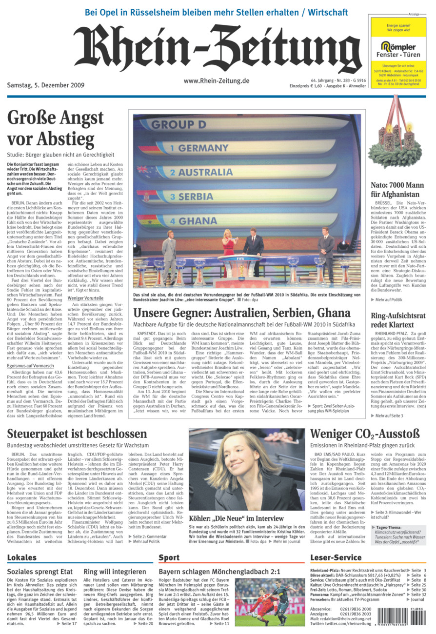 Rhein-Zeitung Kreis Ahrweiler vom Samstag, 05.12.2009