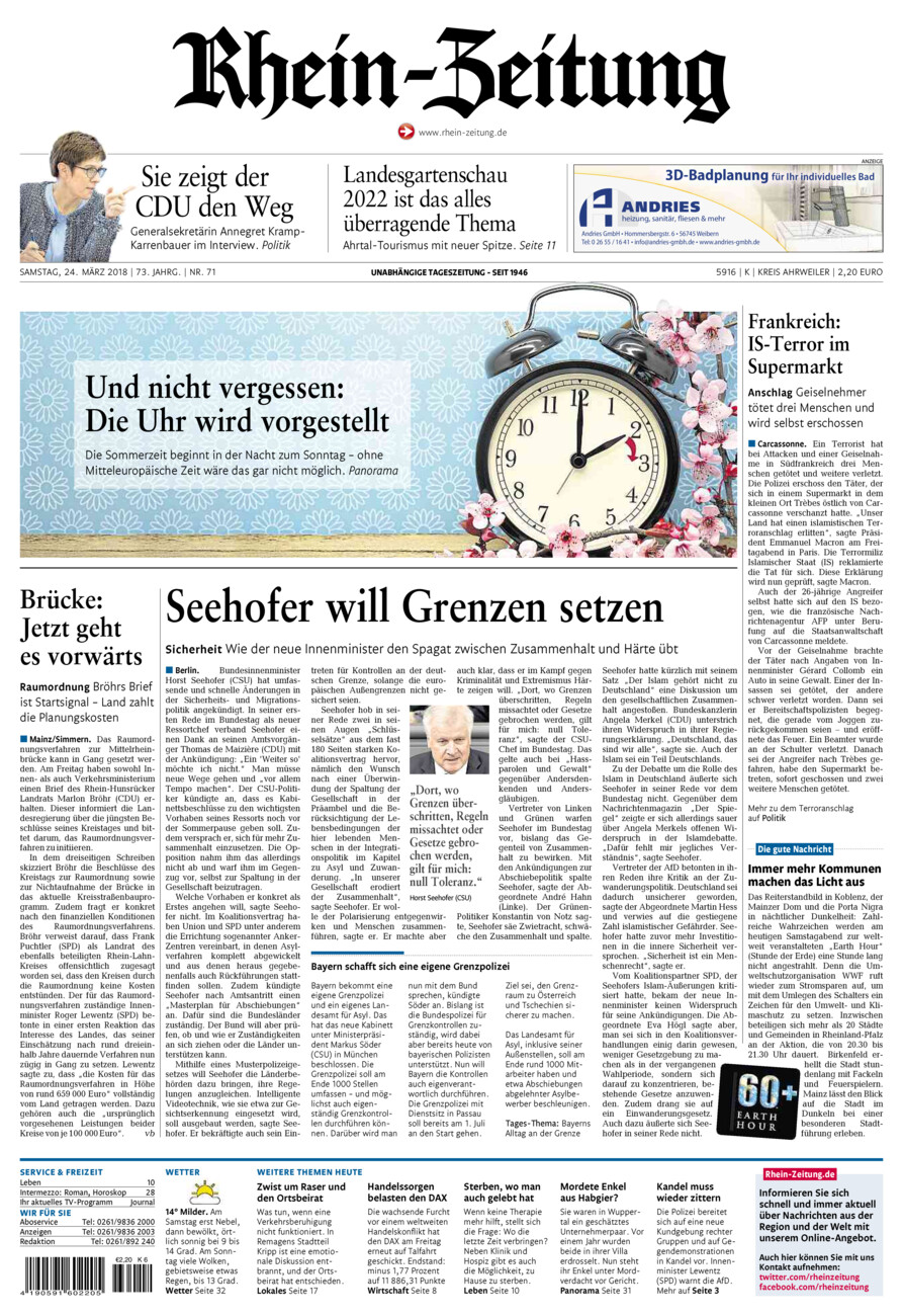 Rhein-Zeitung Kreis Ahrweiler vom Samstag, 24.03.2018