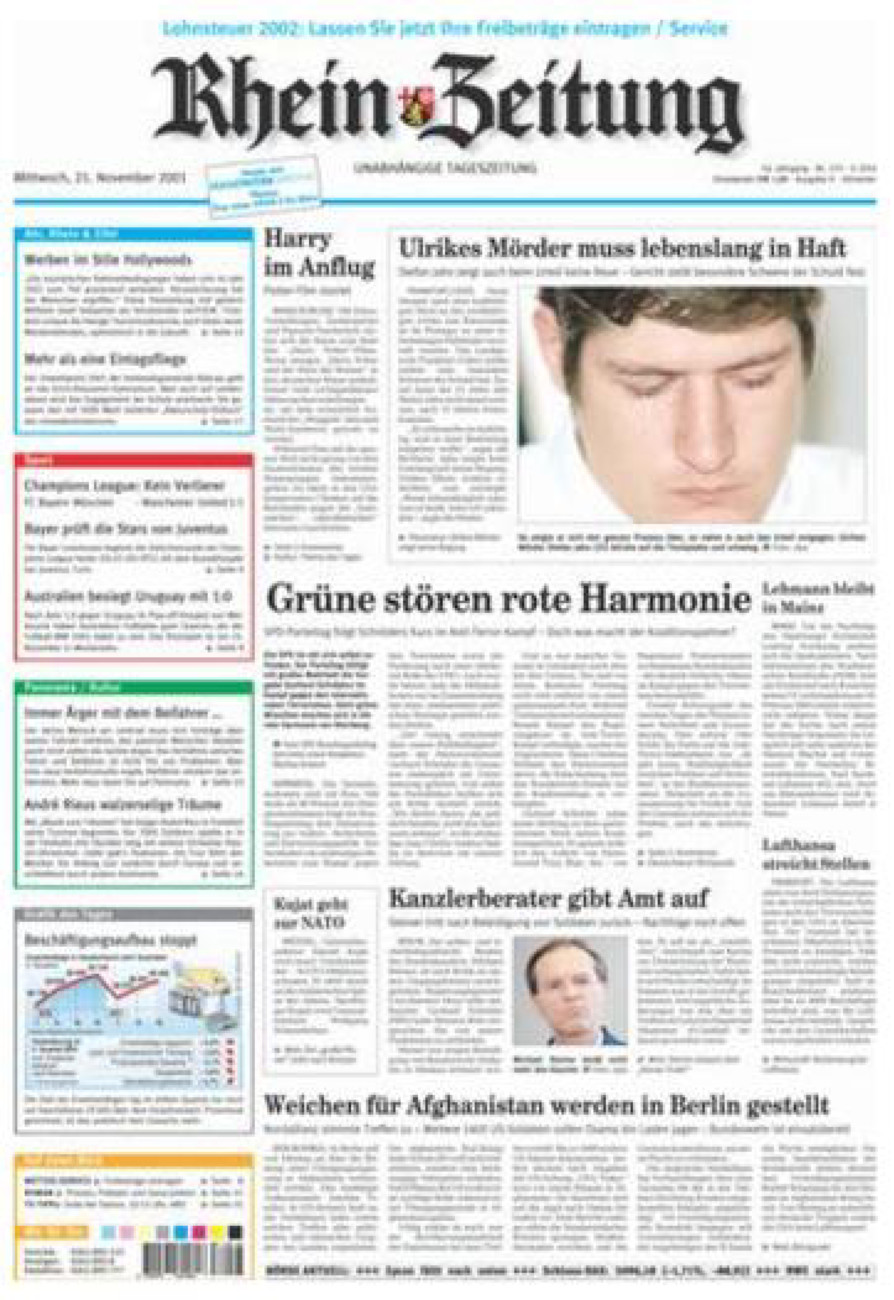 Rhein-Zeitung Kreis Ahrweiler vom Mittwoch, 21.11.2001