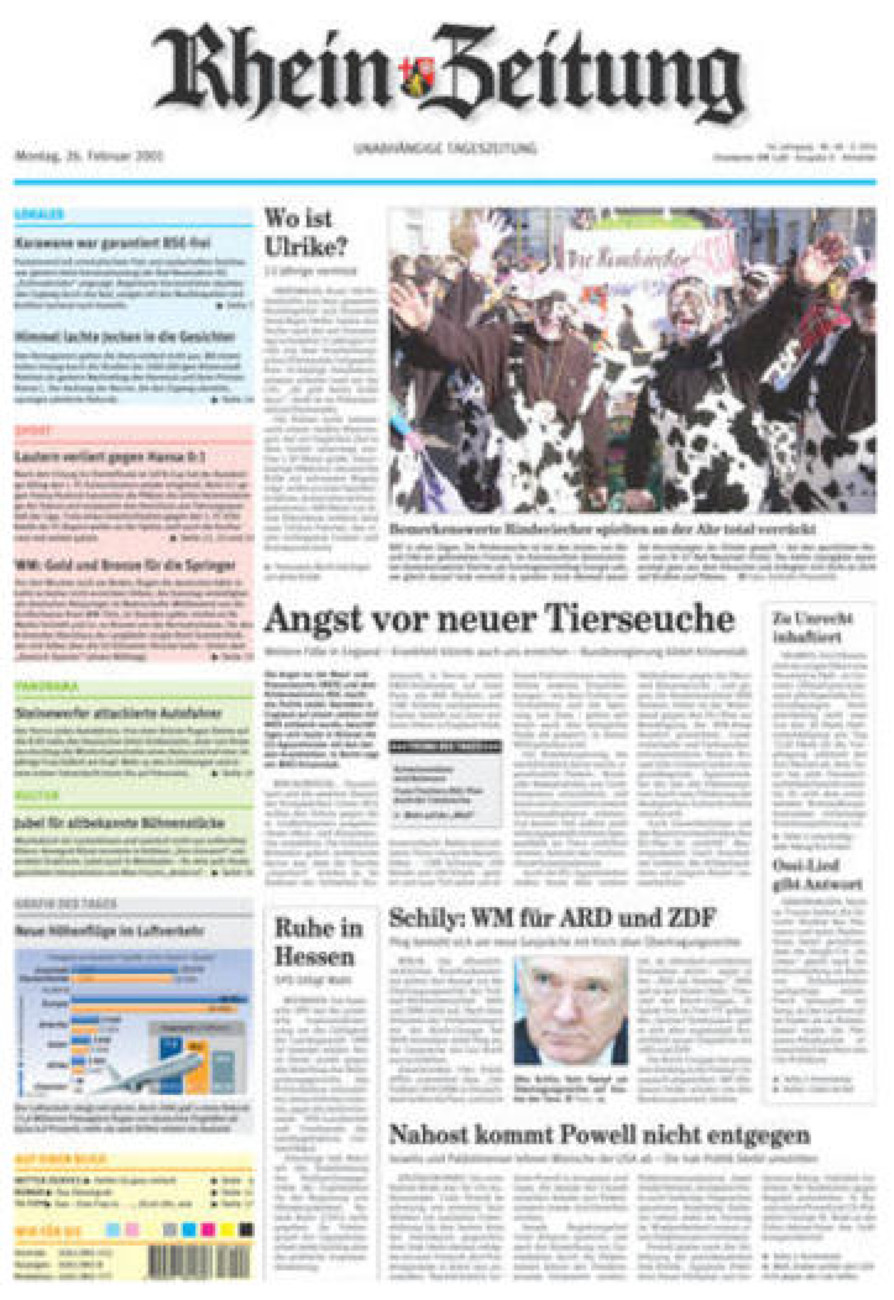 Rhein-Zeitung Kreis Ahrweiler vom Montag, 26.02.2001