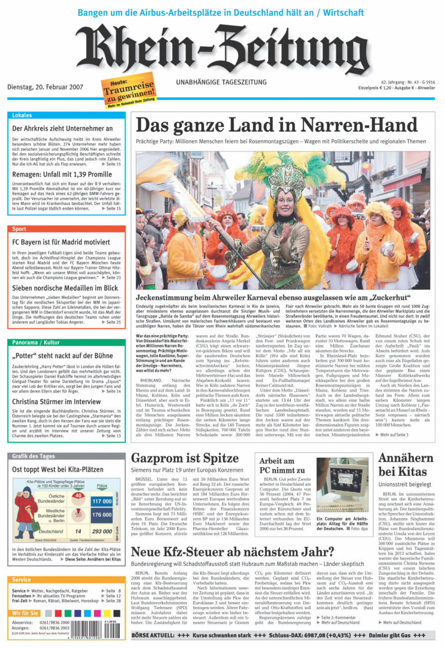 Rhein-Zeitung Kreis Ahrweiler vom Dienstag, 20.02.2007