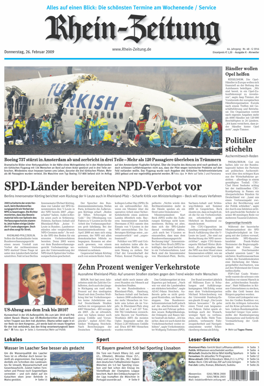 Rhein-Zeitung Kreis Ahrweiler vom Donnerstag, 26.02.2009