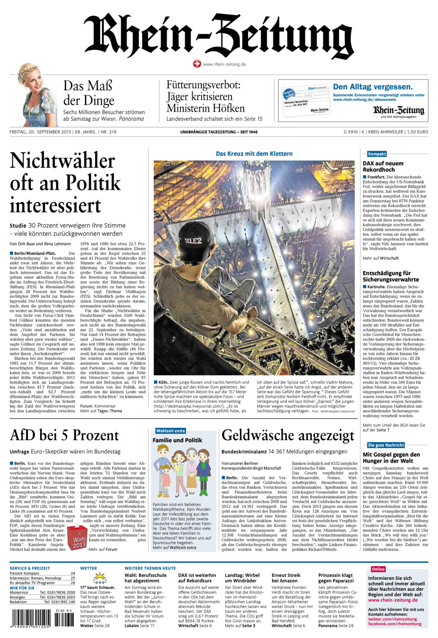 Rhein-Zeitung Kreis Ahrweiler vom Freitag, 20.09.2013