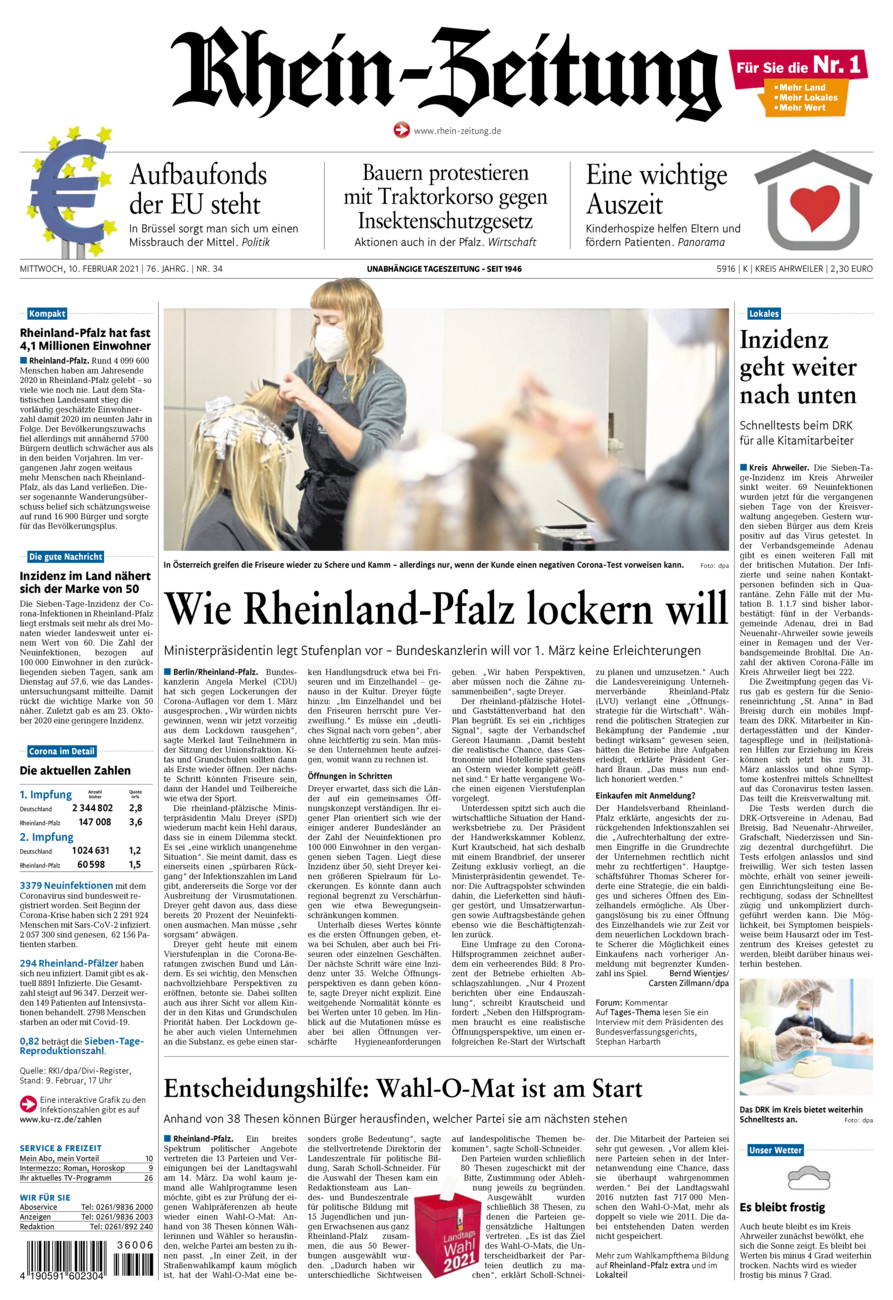 Rhein-Zeitung Kreis Ahrweiler vom Mittwoch, 10.02.2021