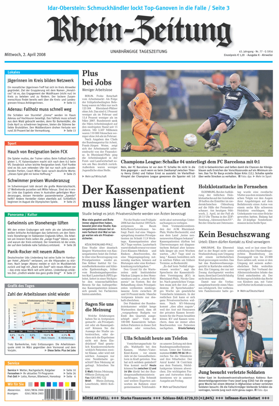Rhein-Zeitung Kreis Ahrweiler vom Mittwoch, 02.04.2008