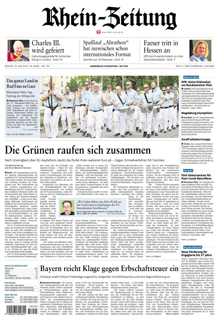 Rhein-Zeitung Kreis Ahrweiler vom Montag, 19.06.2023