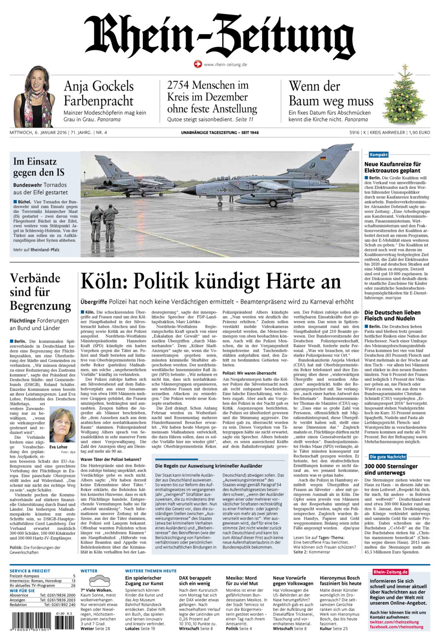 Rhein-Zeitung Kreis Ahrweiler vom Mittwoch, 06.01.2016