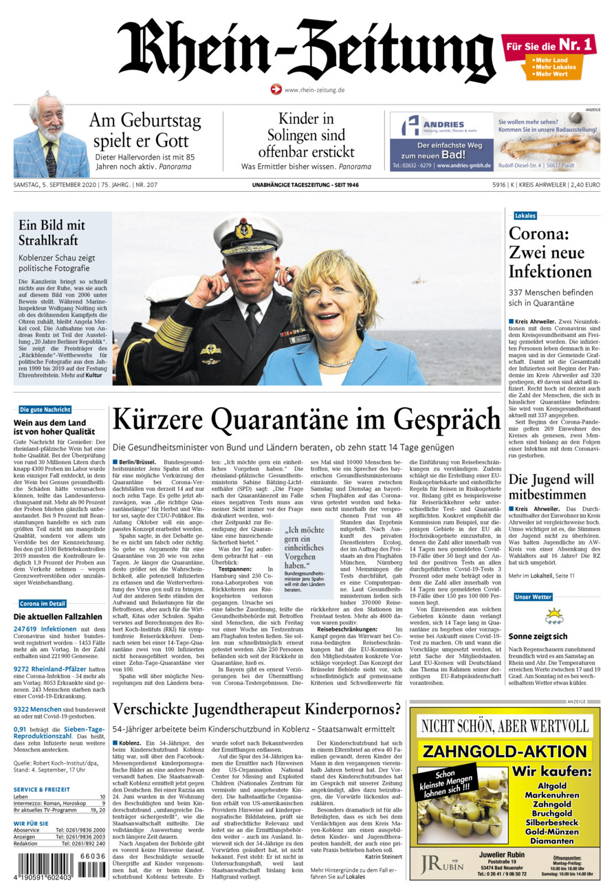 Rhein-Zeitung Kreis Ahrweiler vom Samstag, 05.09.2020
