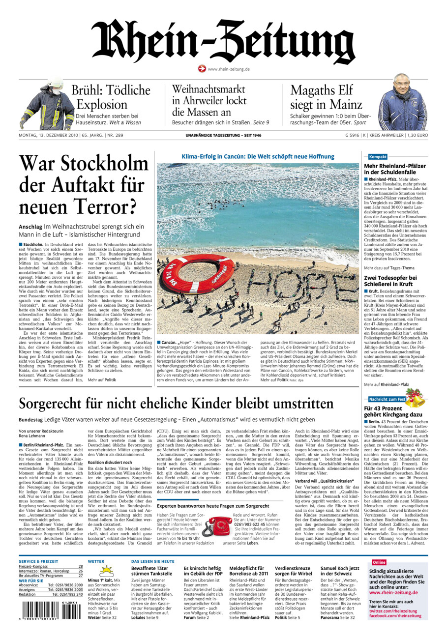 Rhein-Zeitung Kreis Ahrweiler vom Montag, 13.12.2010