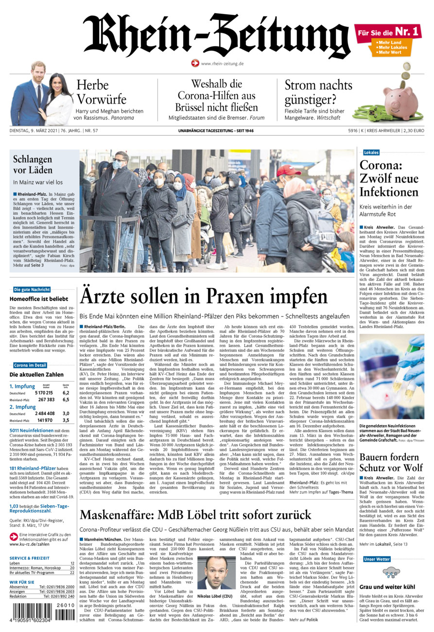 Rhein-Zeitung Kreis Ahrweiler vom Dienstag, 09.03.2021