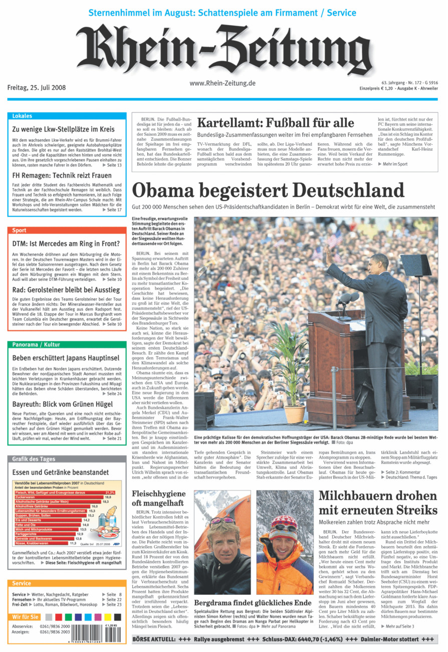 Rhein-Zeitung Kreis Ahrweiler vom Freitag, 25.07.2008