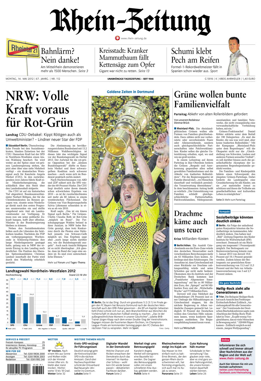 Rhein-Zeitung Kreis Ahrweiler vom Montag, 14.05.2012