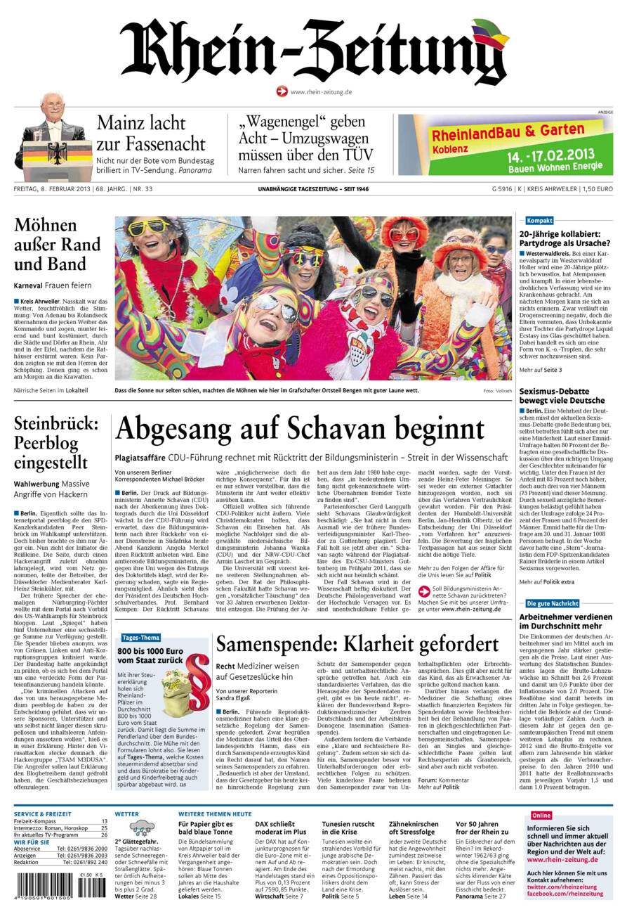 Rhein-Zeitung Kreis Ahrweiler vom Freitag, 08.02.2013