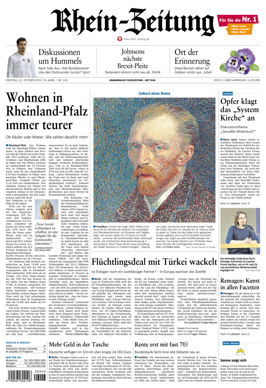Rhein-Zeitung Kreis Ahrweiler vom Dienstag, 22.10.2019