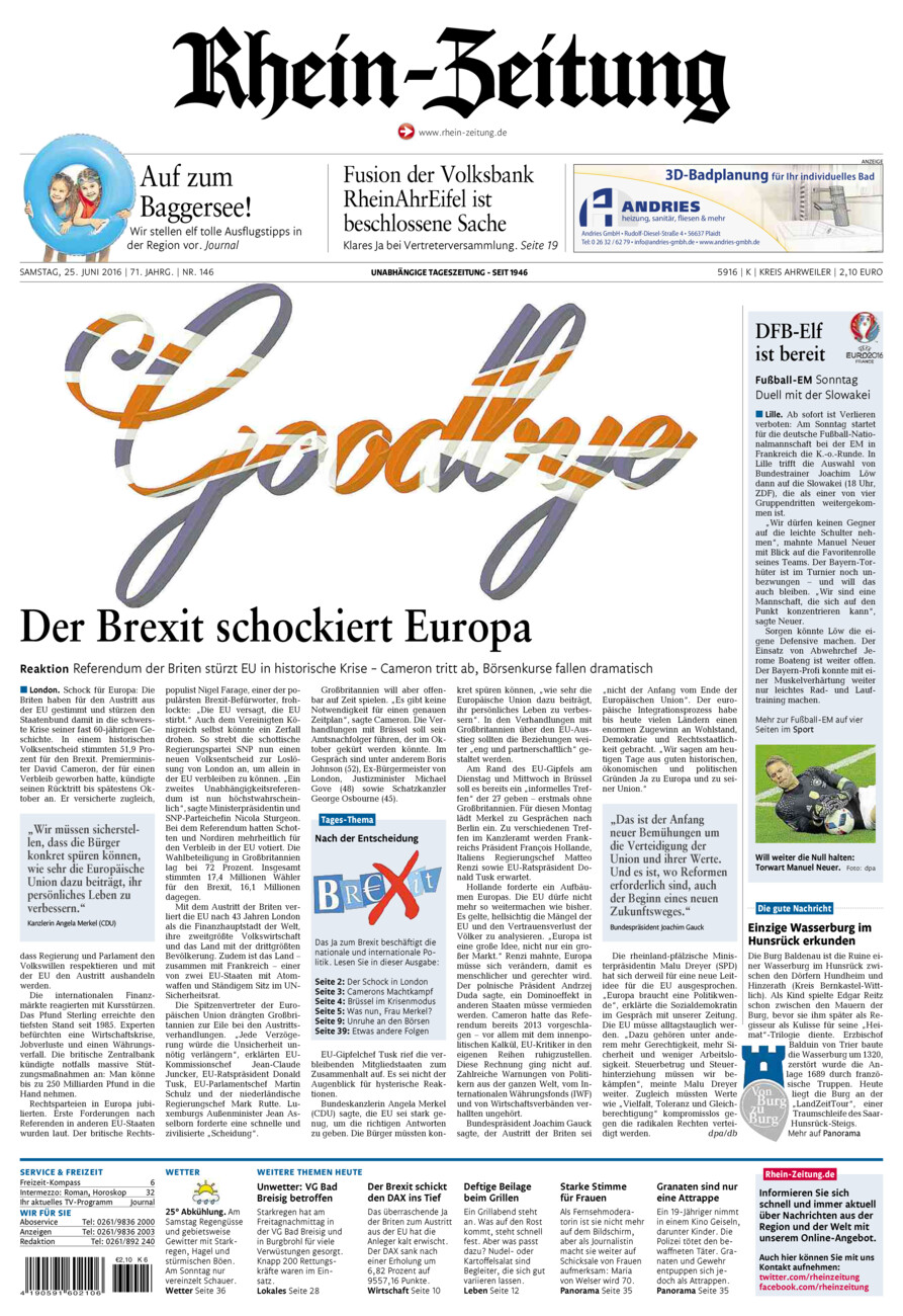 Rhein-Zeitung Kreis Ahrweiler vom Samstag, 25.06.2016