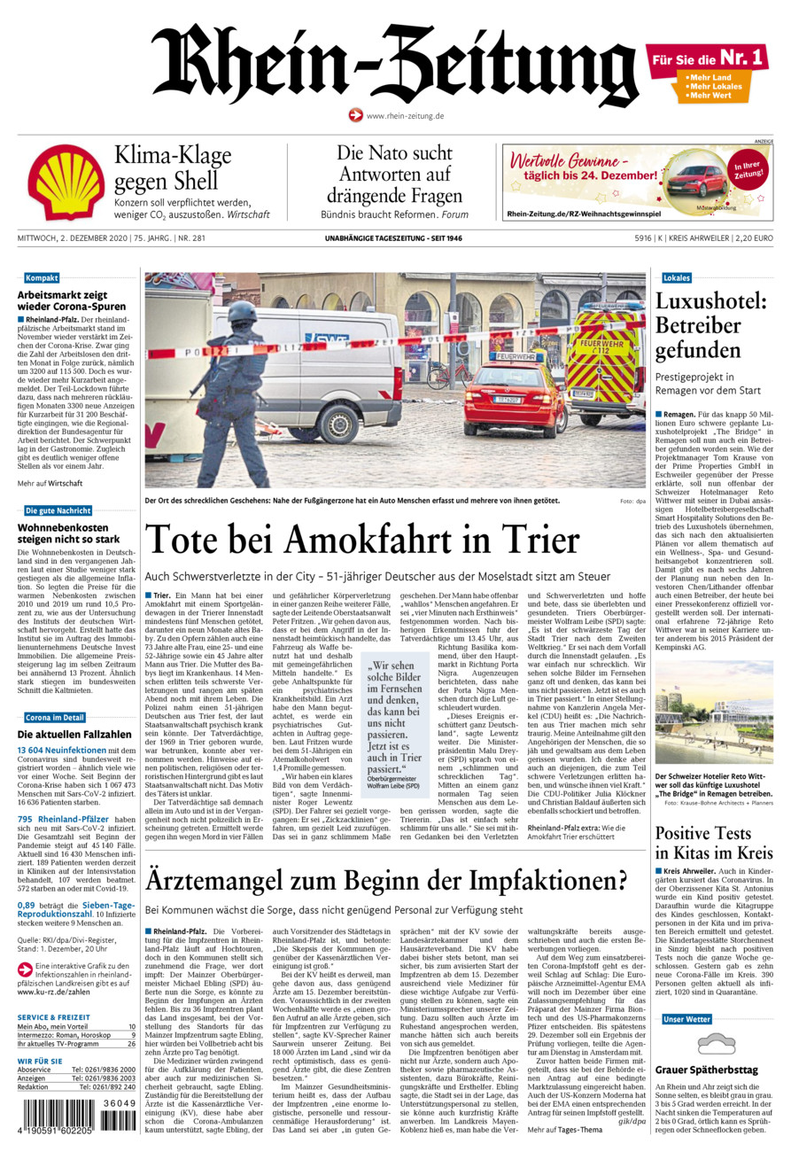 Rhein-Zeitung Kreis Ahrweiler vom Mittwoch, 02.12.2020
