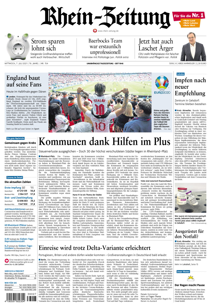 Rhein-Zeitung Kreis Ahrweiler vom Mittwoch, 07.07.2021