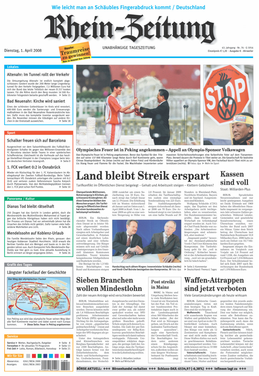 Rhein-Zeitung Kreis Ahrweiler vom Dienstag, 01.04.2008