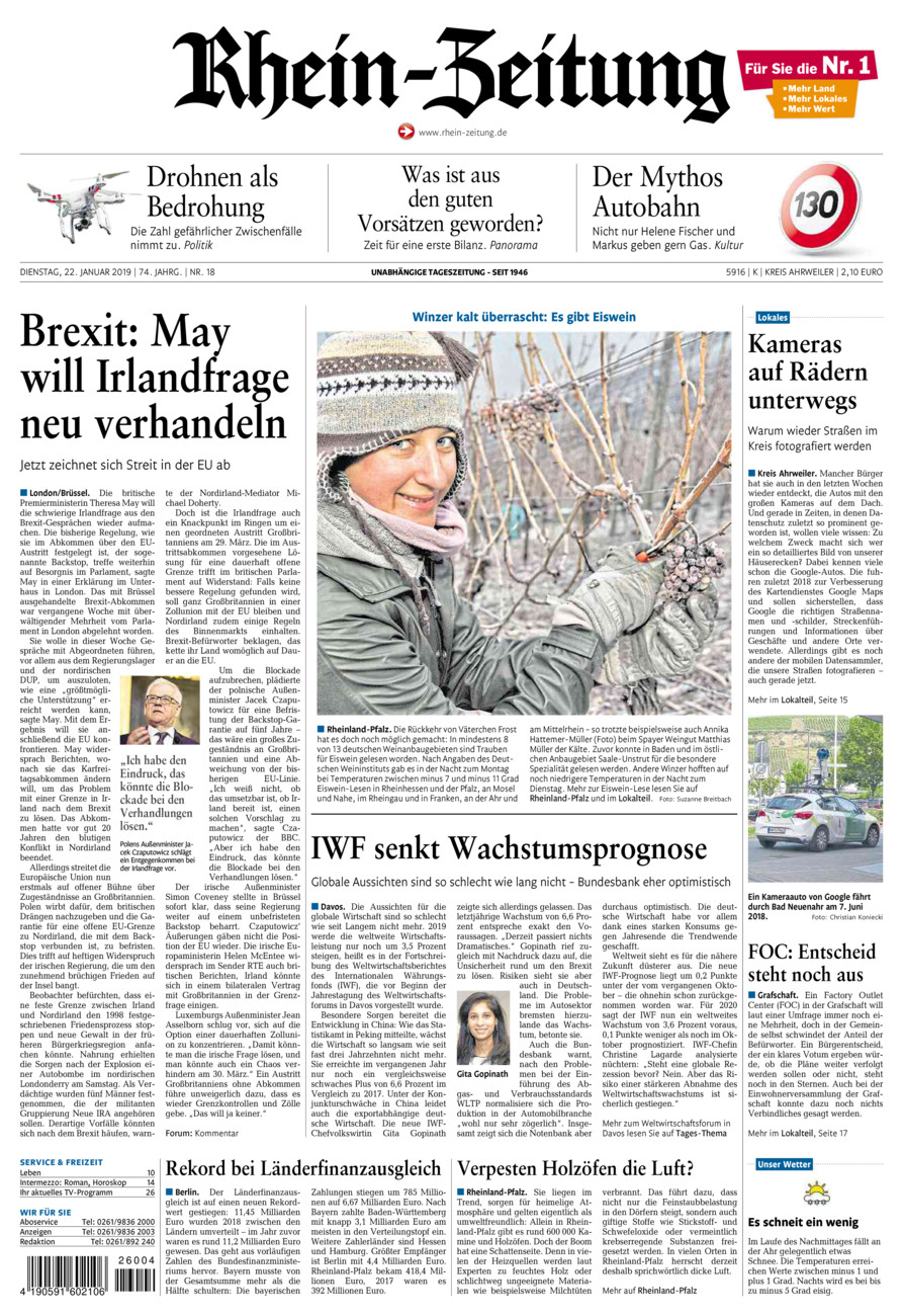 Rhein-Zeitung Kreis Ahrweiler vom Dienstag, 22.01.2019