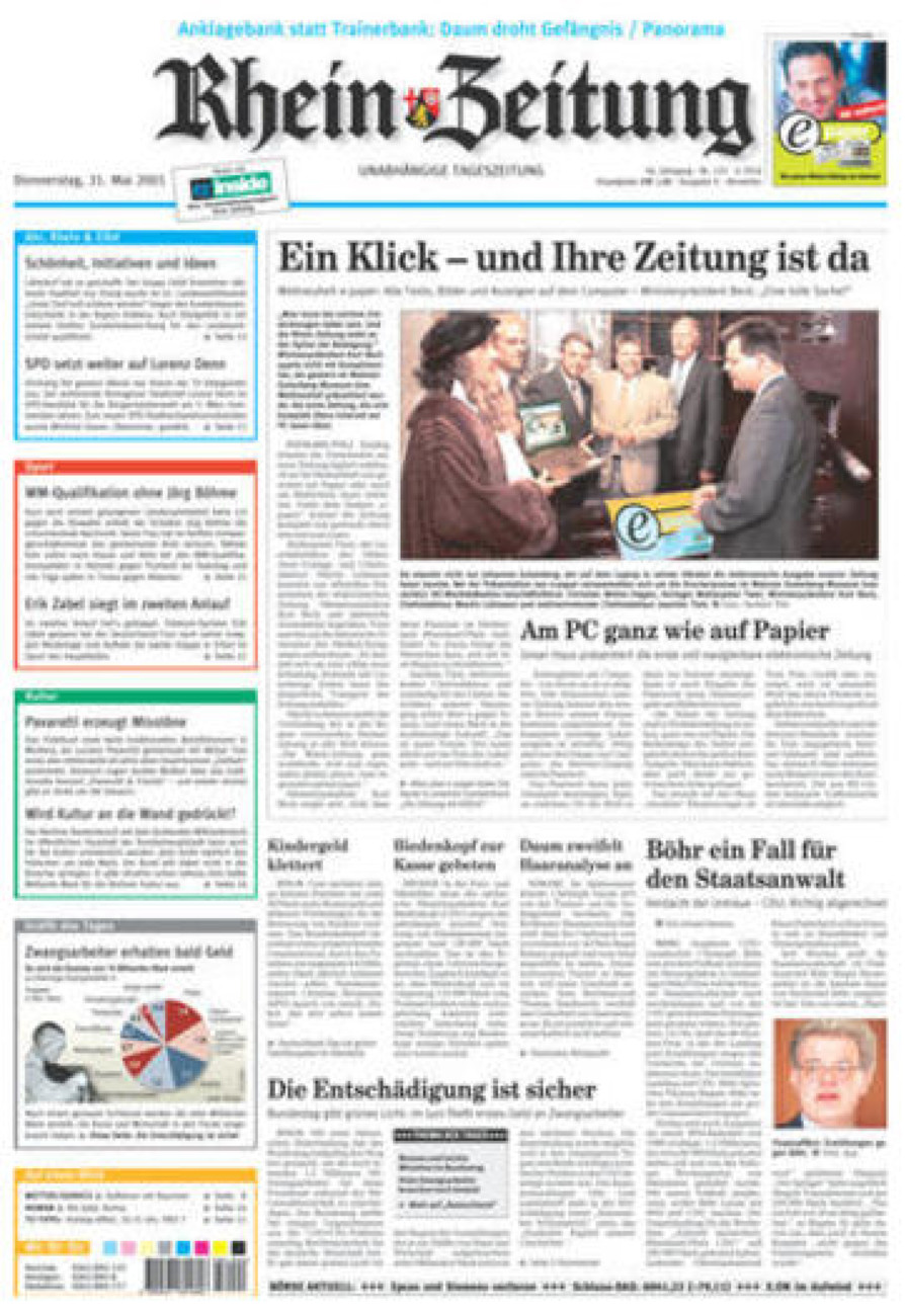 Rhein-Zeitung Kreis Ahrweiler vom Donnerstag, 31.05.2001