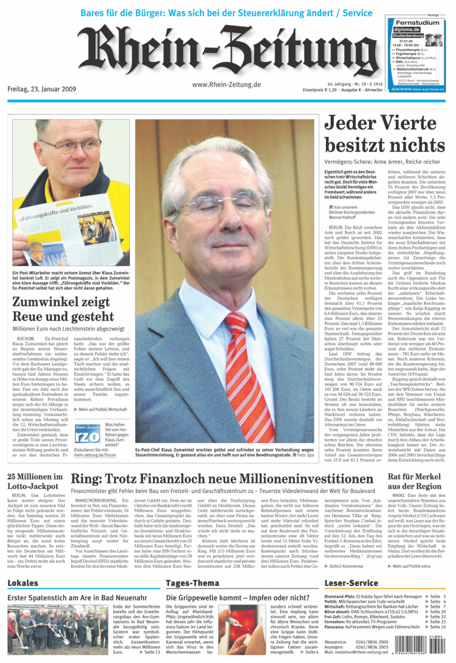 Rhein-Zeitung Kreis Ahrweiler vom Freitag, 23.01.2009