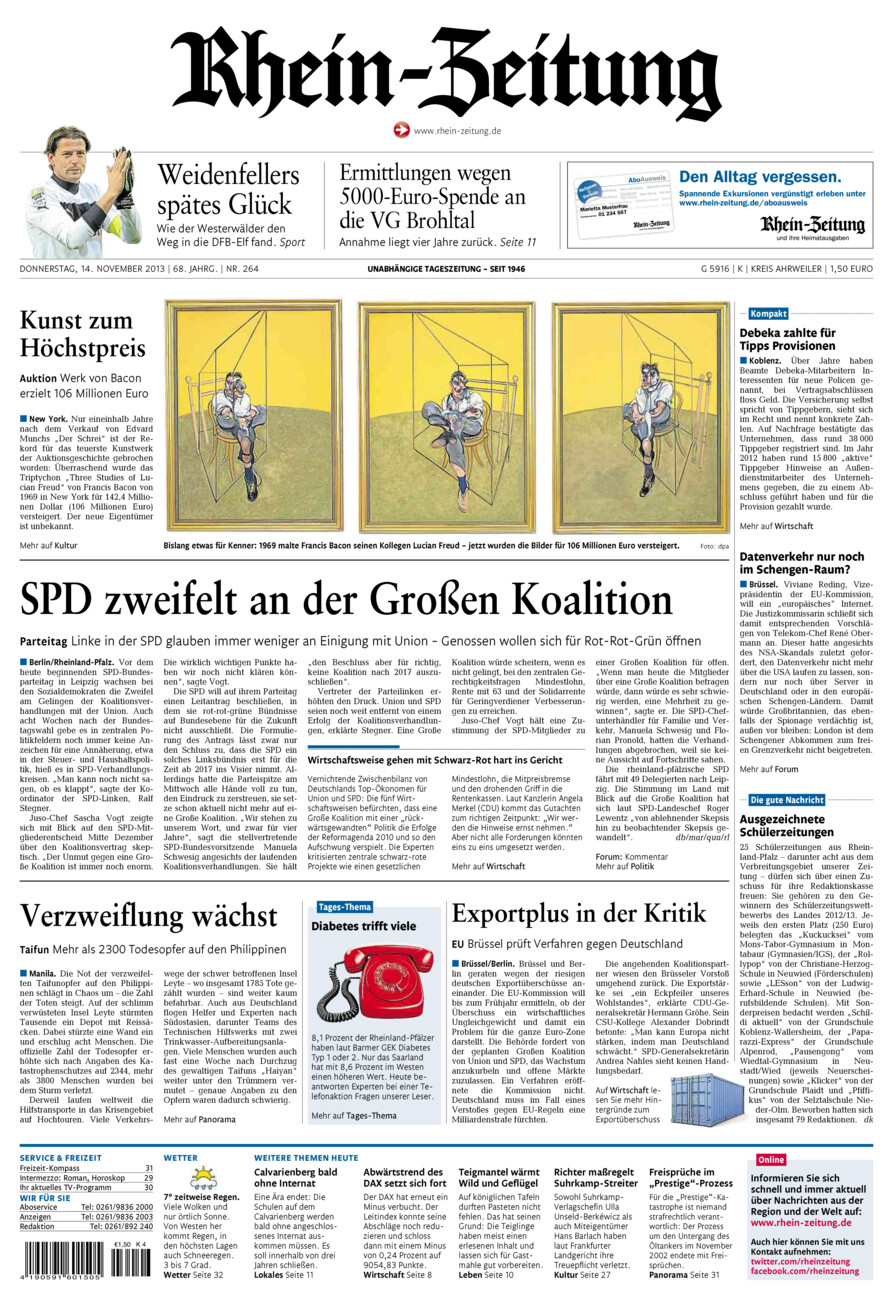 Rhein-Zeitung Kreis Ahrweiler vom Donnerstag, 14.11.2013