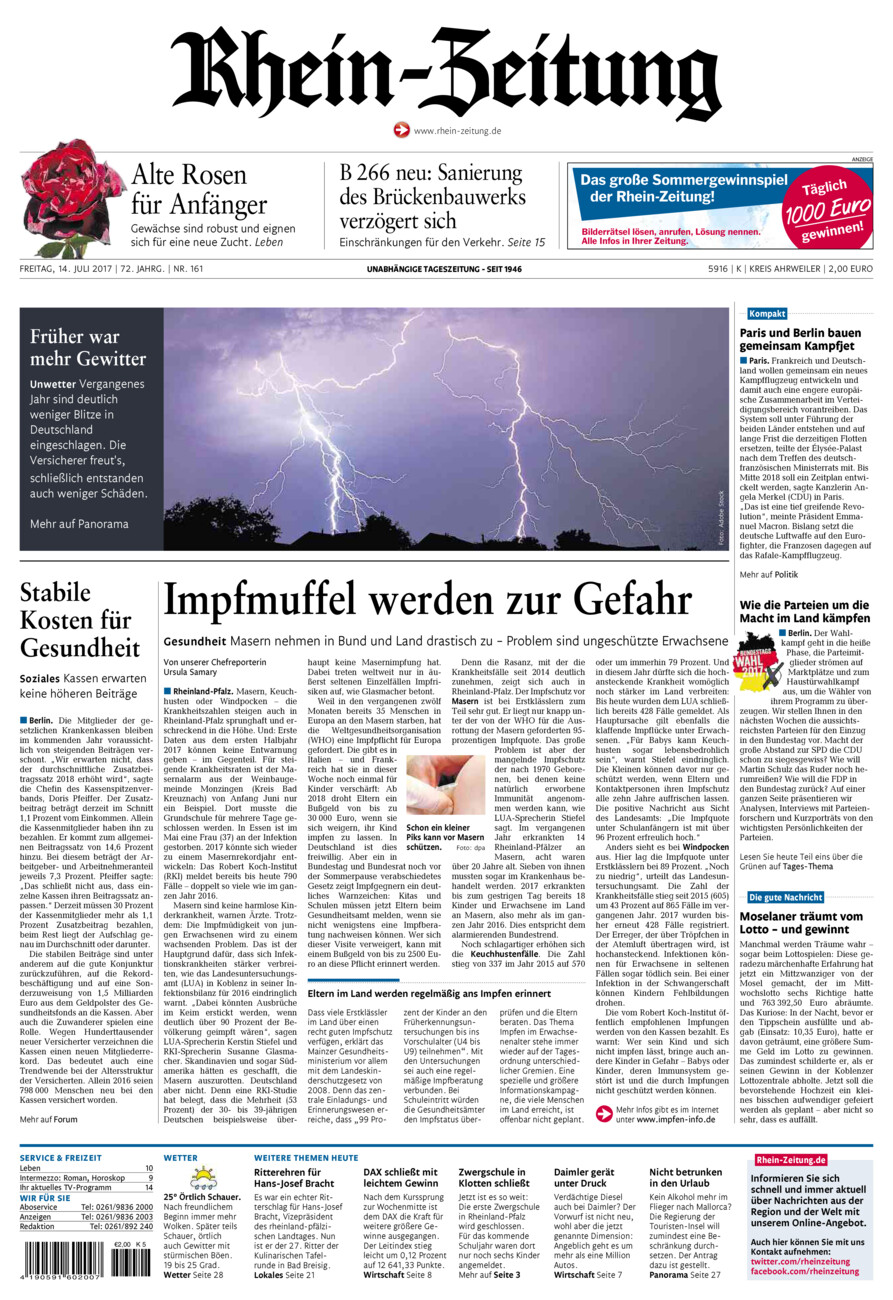 Rhein-Zeitung Kreis Ahrweiler vom Freitag, 14.07.2017