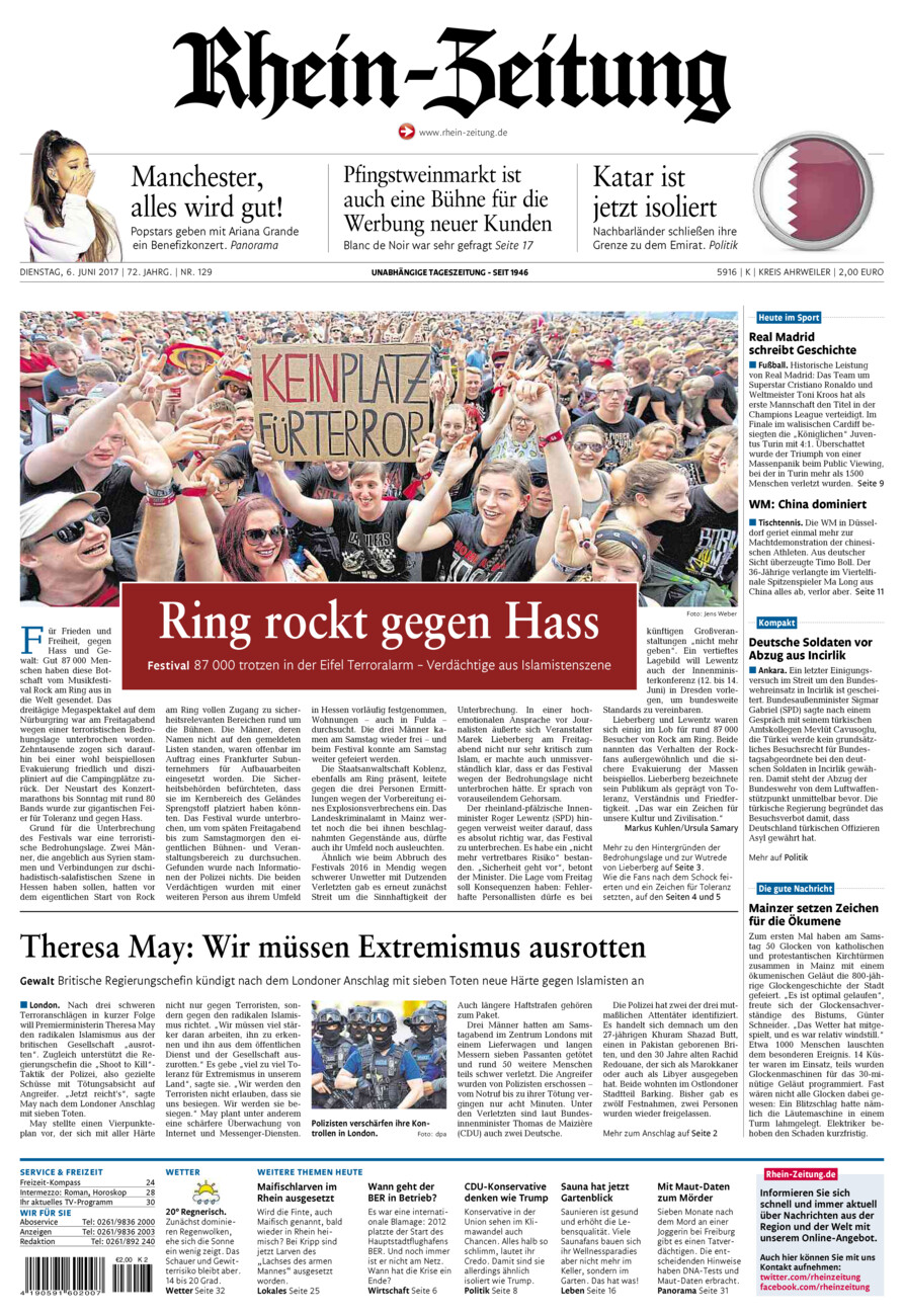 Rhein-Zeitung Kreis Ahrweiler vom Dienstag, 06.06.2017
