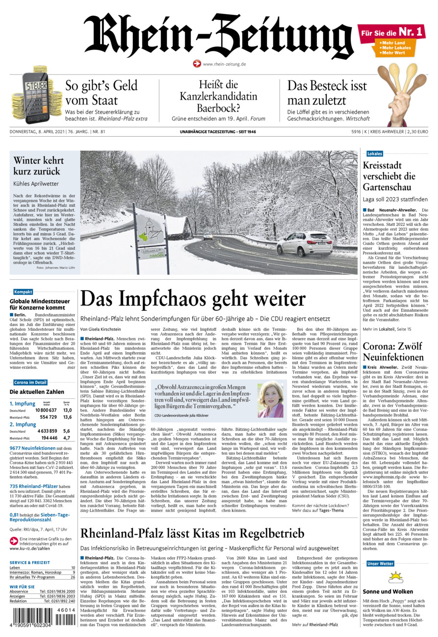 Rhein-Zeitung Kreis Ahrweiler vom Donnerstag, 08.04.2021