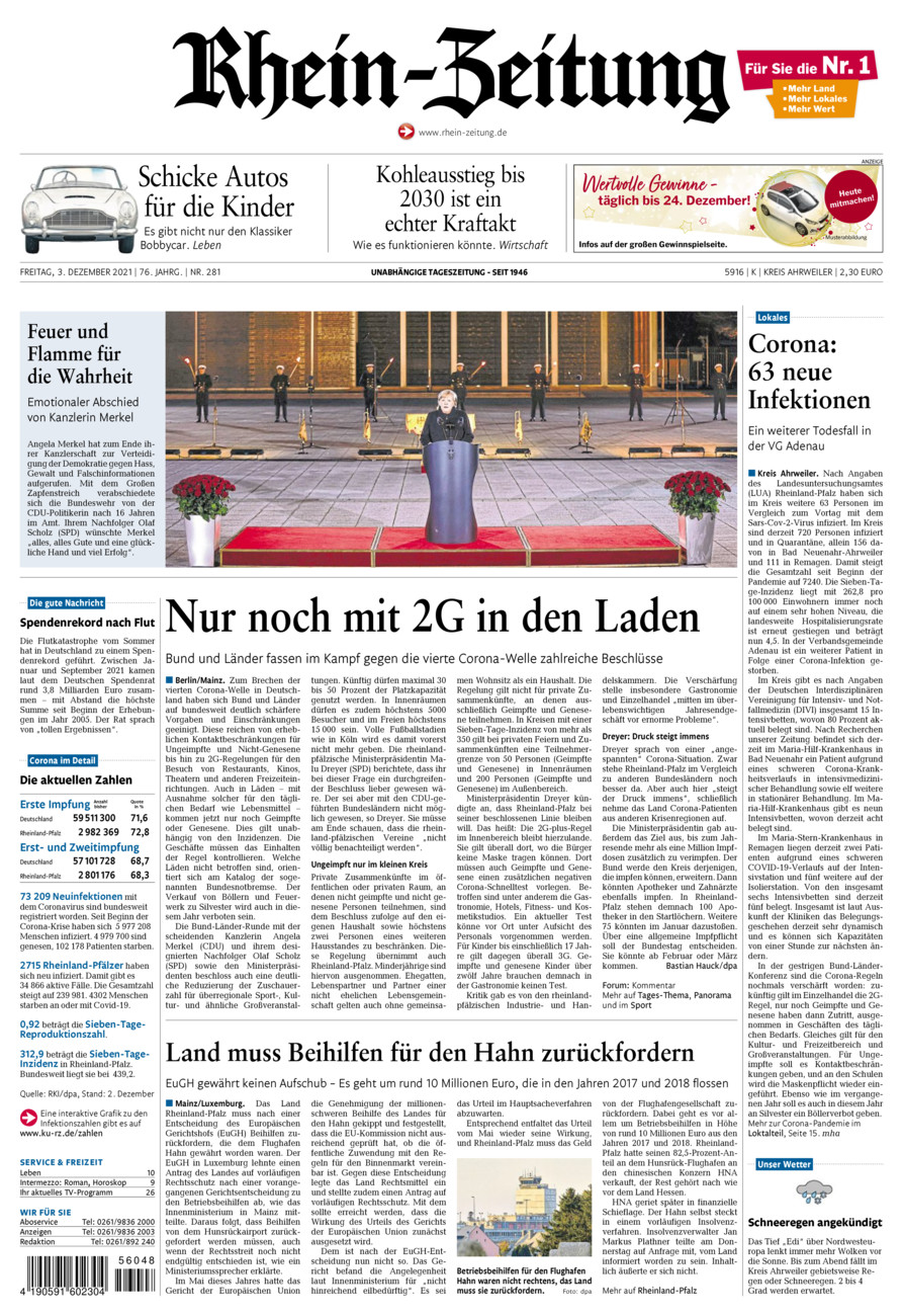 Rhein-Zeitung Kreis Ahrweiler vom Freitag, 03.12.2021