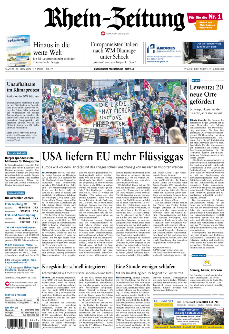 Rhein-Zeitung Kreis Ahrweiler vom Samstag, 26.03.2022