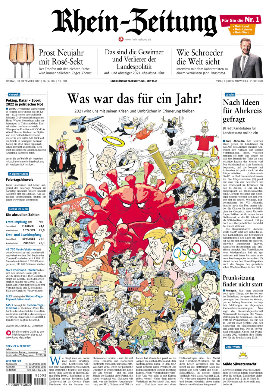 Rhein-Zeitung Kreis Ahrweiler vom Freitag, 31.12.2021