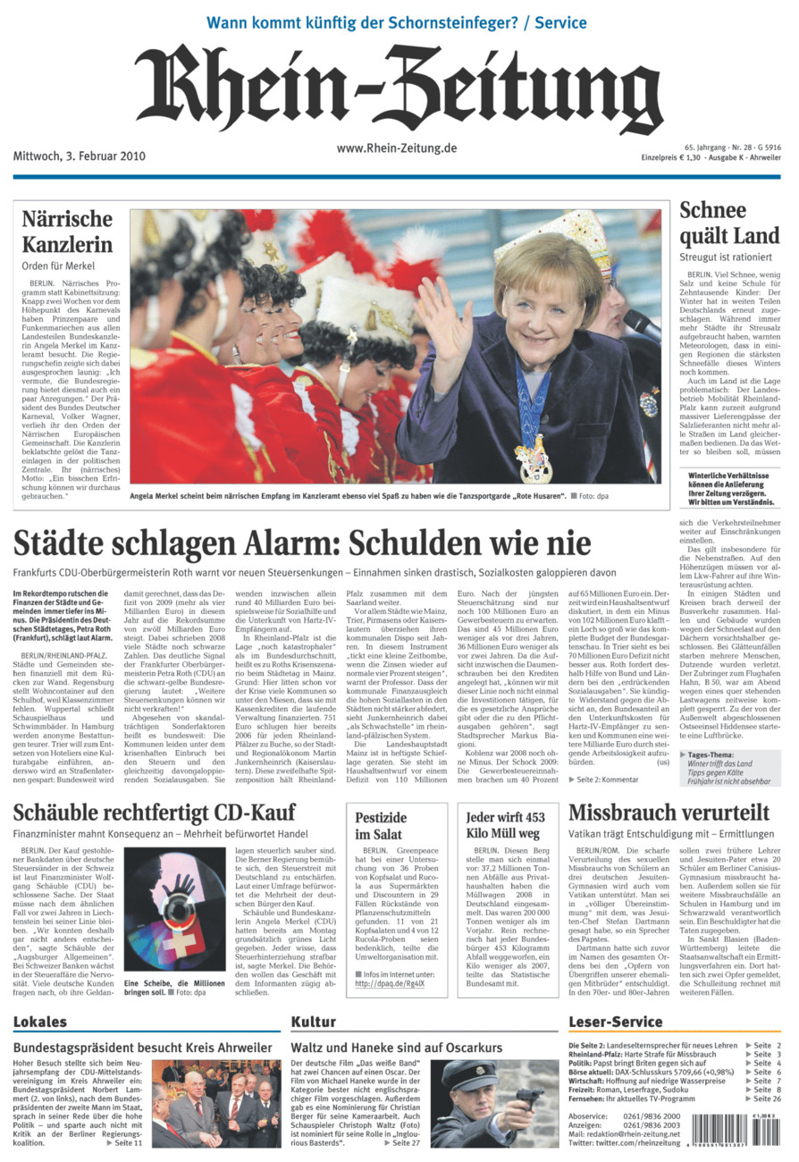 Rhein-Zeitung Kreis Ahrweiler vom Mittwoch, 03.02.2010