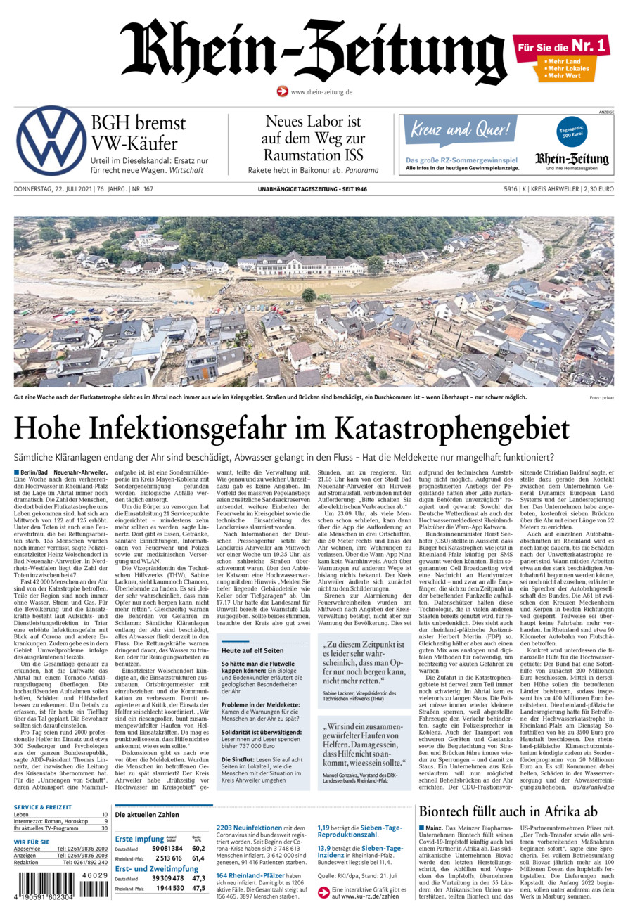 Rhein-Zeitung Kreis Ahrweiler vom Donnerstag, 22.07.2021