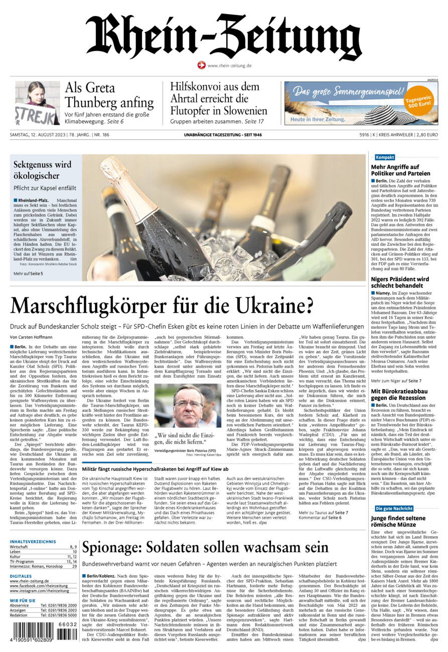 Rhein-Zeitung Kreis Ahrweiler vom Samstag, 12.08.2023