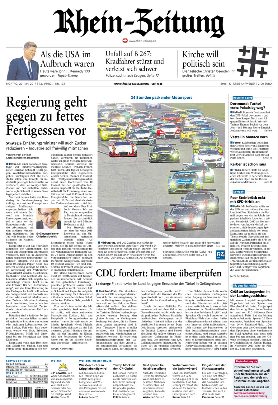 Rhein-Zeitung Kreis Ahrweiler vom Montag, 29.05.2017