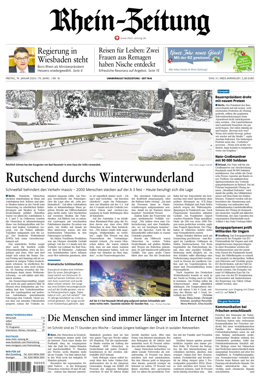 Rhein-Zeitung Kreis Ahrweiler vom Freitag, 19.01.2024