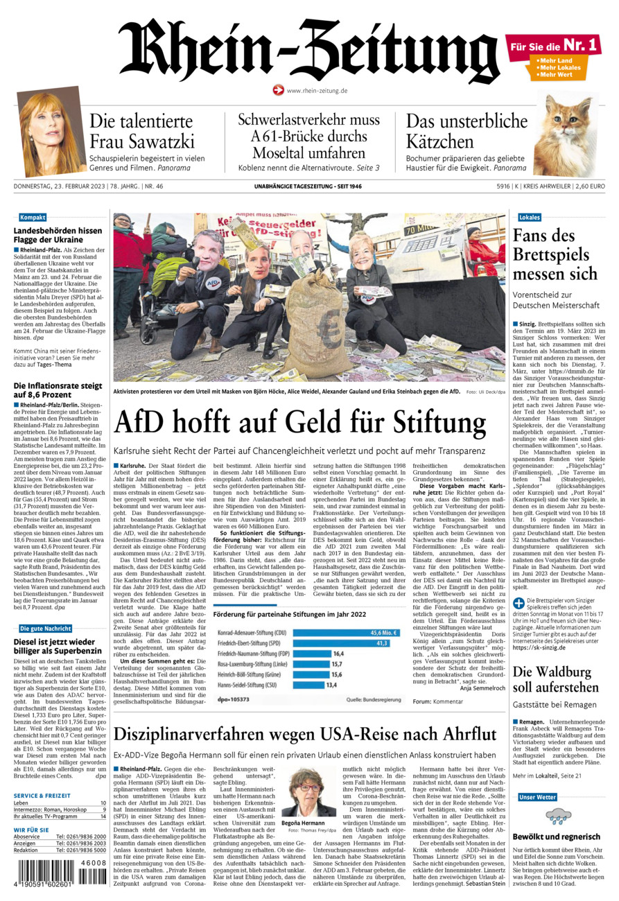 Rhein-Zeitung Kreis Ahrweiler vom Donnerstag, 23.02.2023