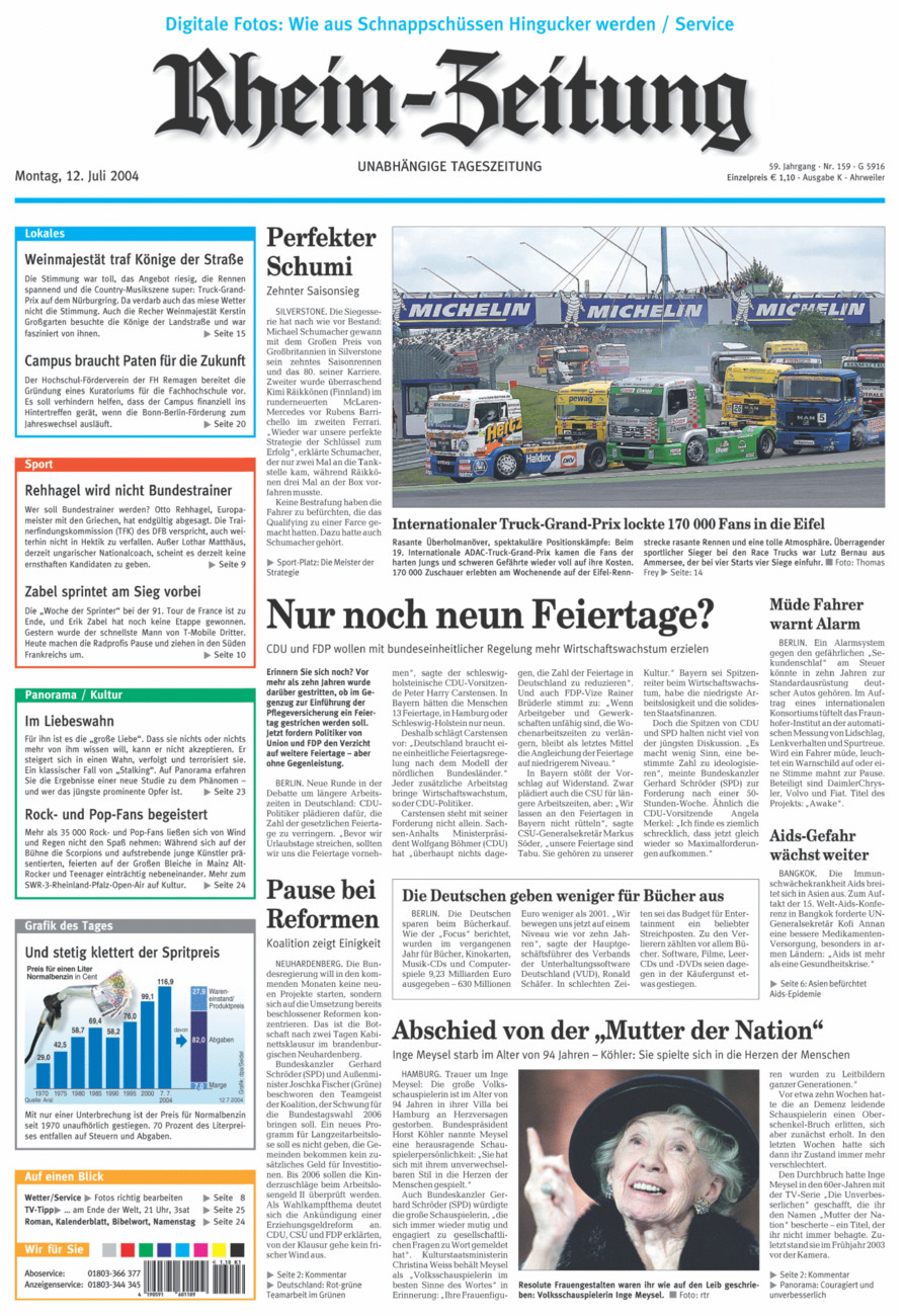 Rhein-Zeitung Kreis Ahrweiler vom Montag, 12.07.2004