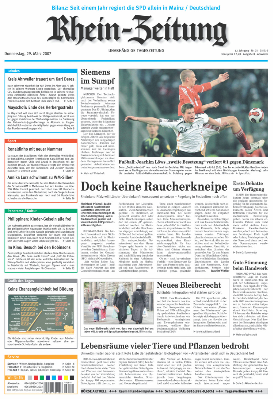 Rhein-Zeitung Kreis Ahrweiler vom Donnerstag, 29.03.2007